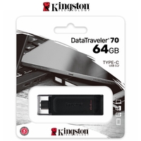 Kingston USB Drive 3.2 DataTraveler 70 64GB Type C Flash Drive DT70/64GB Black