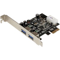 StarTech.com USB Adapter - PCI Express x1 - Plug-in Card - Black - TAA Compliant - 2 Total USB Port(s) - 2 USB 3.0 Port(s) - PC, Linux