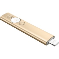 Logitech Presentation Pointer - Bluetooth/Radio Frequency - USB Type C - Gyroscopic - 3 Button(s) - Gold - Wireless