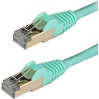 StarTech.com 1m CAT6a Ethernet Cable - 10 Gigabit Category 6a Shielded Snagless 100W PoE Patch Cord - 10GbE Aqua UL Certified Wiring/TIA - CAT6a 10 &