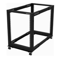 StarTech.com 4-Post 15U Mobile Open Frame Server Rack, 19" Network Rack with Casters, Rolling Rack for Computer/AV/Data/IT Equipment - 4-Post 15U for