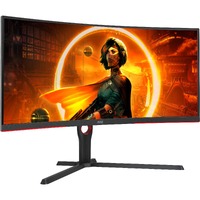AOC CU34G3S 34" Class UW-QHD Curved Screen Gaming LCD Monitor - 21:9 - Black, Red - 34" Viewable - Vertical Alignment (VA) - LED Backlight - 3440 x -