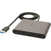 StarTech.com Video Adapter - 1 Pack - 1 x 9-pin Type A USB 3.0 USB Male - 4 x HDMI Digital Audio/Video Female - 1920 x 1080 Supported - Space Gray