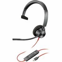 Poly Blackwire 3310 Wired On-ear Mono Headset - Black - Monaural - Ear-cup - 32 Ohm - 213.4 cm Cable - Omni-directional Microphone - USB Type C,