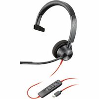 Poly Blackwire 3310 Wired On-ear Mono Headset - Black - Microsoft Teams Certification - Monaural - Ear-cup - 32 Ohm - 216.4 cm Cable - Microphone -