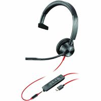 Poly Blackwire 3315 Wired On-ear Mono Headset - Black - Microsoft Teams Certification - Monaural - Ear-cup - 32 Ohm - 213.4 cm Cable - Microphone -