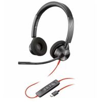 Poly Blackwire 3320 Wired On-ear Stereo Headset - Black - Binaural - Ear-cup - 32 Ohm - 216.4 cm Cable - Omni-directional Microphone - USB Type C,