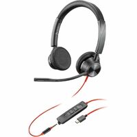 Poly Blackwire 3325 Wired On-ear Stereo Headset - Black - Binaural - Ear-cup - 32 Ohm - 213.4 cm Cable - Omni-directional Microphone - USB Type C,