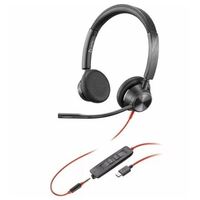 Poly Blackwire 3325 Wired On-ear Stereo Headset - Black - Microsoft Teams Certification - Binaural - Ear-cup - 32 Ohm - 213.4 cm Cable - Microphone -