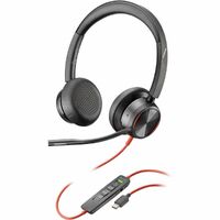 Poly Blackwire 8225 Wired On-ear Stereo Headset - Black - Binaural - Ear-cup - 32 Ohm - 216.4 cm Cable - Omni-directional, Noise Cancelling - USB C