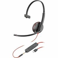 Poly Blackwire 3215 Wired On-ear Mono Headset - Black - Microsoft Teams Certification - Monaural - Ear-cup - 32 Ohm - 225.6 cm Cable - Microphone - -