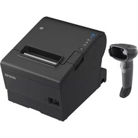 Epson TM-T88VII-612 Desktop Direct Thermal Printer + Zebra DS2208 Black with Stand USB