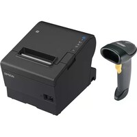 Epson TM-T88VII-612 Desktop Direct Thermal Printer + Zebra LS2208 Black with Stand USB
