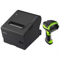 Epson TM-T88VII-612 Desktop Direct Thermal Printer + Zebra LI3678 Black with Stand USB