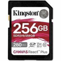 Kingston Canvas React Plus 256 GB Class 10/UHS-II (U3) V60 SDXC - 280 MB/s Read - 150 MB/s Write