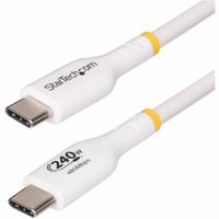 StarTech.com 2m White USB-C Charging Cable, USB-IF Certified USB C Cable, 240W PD EPR, USB 2.0 Type-C Laptop Charger Cord, TPE Jacket, M/M - USB C Up