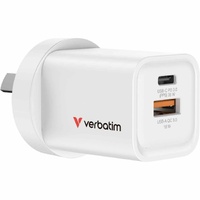 Verbatim 35 W AC Adapter - Universal Adapter - 1 USB - 1 USB Type-C - For Tablet PC, Smartphone, Gaming Console, Notebook - Australia - White