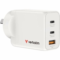 Verbatim 65 W AC Adapter - Universal Adapter - 1 USB - 2 USB Type-C - For Notebook, Tablet PC, Smartphone, Gaming Console - Australia - White