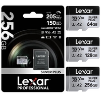 Micro SD Card Lexar 64GB 128GB 256GB Silver Plus UHS-I A2 U3 V30 Class 10 4K UHD Memory