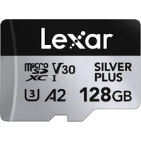 Micro SD Card Lexar 128GB Silver Plus UHS-I A2 U3 V30 Class 10 4K UHD Memory