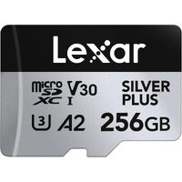 Micro SD Card Lexar 256GB Silver Plus UHS-I A2 U3 V30 Class 10 4K UHD Memory