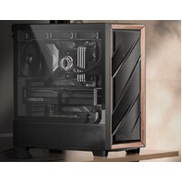 Antec Flux ATX, Black Premium Walnut Trim, 5x Black PWM Performance Fans. Ultra Cooling Design, ARGB Controller, Mid Tower Case