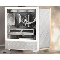 Antec Flux ATX, White Premium Birch Trim, 5x white PWM Performance Fans. Ultra Cooling Design, PWM ARGB Controller w/ MB Sync, Mid Tower Case