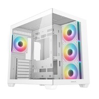 DeepCool CG530 4F WH ATX Case, Tempered Glass,4 Pre-Instaled Fans, USB3.0×2、Gen2 Type-C x1、Audio/Mic×1, Cable,  Supports Rear Connect