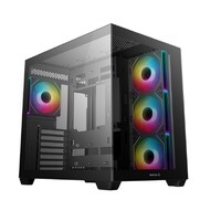 DeepCool CG530 4F ATX Case, Tempered Glass,4 Pre-Instaled Fans, USB3.0×2、Gen2 Type-C x1、Audio/Mic×1, Cable,  Supports Rear Connector