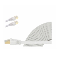 Edimax 1m White 40GbE Shielded CAT8 Network Cable - Flat 100% Oxygen-Free Bare Copper Core, Alum-Foil Shielding, Grounding Wire, Gold Plated RJ45