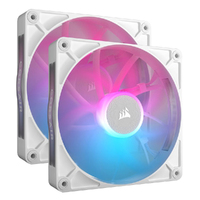 Corsair RX140 RGB White ICUE Link 140mm PWM Dual Fan Kit. 2x Fans, Connectors. 1 x ICUE Link Hub, 60mm Cable 90 Degress