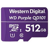 Western Digital WD Purple 512GB MicroSDXC Card 24/7 -25C to 85C Weather & Humidity Resistant for Surveillance IP Cameras mDVRs NVR Dash Cams Drones