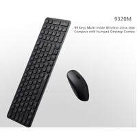 RAPOO 9320M Bluetooth 4.0, 5.0 + 2.4G  Wireless Multi-mode Keyboard Mouse Combo, Aluminum Base, 2400 DPI, 10M Range, Compact Black Retail Pack