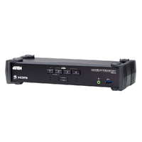 Aten Desktop KVMP Switch 4 Port Single Display 4k HDMI w/ audio mixer mode, Cables Included, Selection Via Front Panel