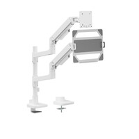 Brateck LDT81-C024P-ML-B NOTEWORTHY POLE-MOUNTED HEAVY-DUTY GAS SPRING DUAL MONITOR ARM WITH LAPTOP HOLDER