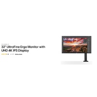 LG 32UN880K-B 32' IPS 4K 5ms UltraFine UHD LED Business Office, HDR10, DCI-P3 95%, USB-C (60W PD) Monitor