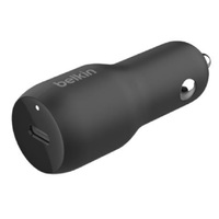 Belkin BoostCharge Pro 30W USB-C PD 3.0 PPS Car Charger - Black (CCA004btBK), Compact Design, USB-IF Certified, $2,500 CEW, 2YR