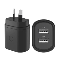 Cygnett PowerPlus 12W Dual Port (2x USB-A 12W) Wall Charger - Black (CY3672PDWLCH), Small, Lightweight & Compact Design, Travel Ready,Charge 2 Devices