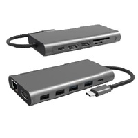 Cygnett Unite 12-in-1 USB-C Multiport Hub Adapter Dock, 4xUSB-A 2xUSB-C (100W PD/3.0) 3xHDMI(60Hz/30Hz) 1xRJ45 1xSD 1xMicro SD