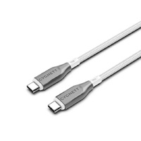 Cygnett Armoured USB-C to USB-C (2.0) Cable (3M) - White (CY4679PCTYC), 5A/100W, Braided, 480Mbps Transfer, Fast Charge, Best for Laptop,5 Yr. WTY