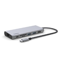 Belkin Connect USB-C® 7-in-1 Multiport Adapter - Grey (INC009btSGY), 2xUSB-A 1xUSB-C 100W Power Delivery 1xGbE 1xSD 1xMicro SD