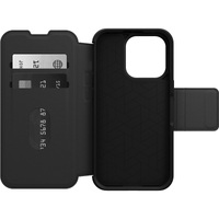 OtterBox Strada Apple iPhone 14 Pro Case Black - (77-88564), DROP+ 3X Military Standard, Leather Folio Cover, Card Holder, Raise