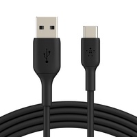 Belkin BoostCharge USB-C to USB-A Cable (1m/3.3ft) - Black(CAB001bt1MBK), 12W, 480Mbps, 8,000+ bends tested, PVC Cable Jacket, USB-IF-certified, 2YR.