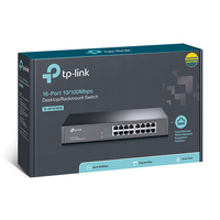 TP-Link TL-SF1016DS 16-Port 10/100Mbps Smart Switch or wall-mounting design Plug and play 3.2Gbps Switching Capacity Auto-MDI/MDIX Supports MAC(LS)