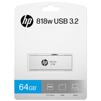 HP x818w 64GB USB 3.2 Flash Drive Silver Metal, PCBA 3.2