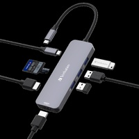 Verbatim USB-C Pro Multiport Hub 8 Ports,2 x HDMI, 3 x USB-A 3.2 Gen1, 1 x SD card slot, 1 x microSD card slot, 1 x USB-C PD