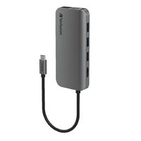 Verbatim USB-C Hub with HDMI, RJ45, SD, microSD, 3x USB A, USB-C PD 100W - Space Grey