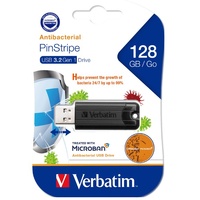 Verbatim 128GB Antibacterial Pinstripe USB 3.0 Drive (with Microban®) Black