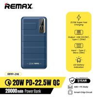 Power Bank Remax RPP-316 20000mAh Noah Series PD20W+QC22.5W Fast Charging -Blue