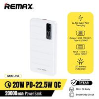 Power Bank Remax RPP-316 20000mAh Noah Series PD20W+QC22.5W Fast Charging -White
